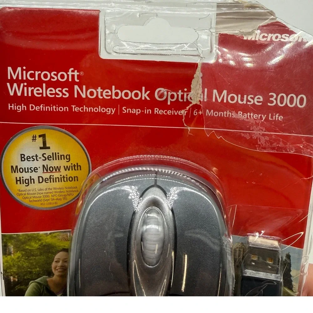 Microsoft Wireless Notebook Optical Mouse 3000 Black USB Receiver with dongle‎